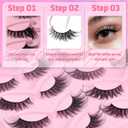 3 x Ahrikiss Cat Eye Lashes False Eyelashes Faux Mink Fluffy Lashes Wispy Strip Lashes Natural Look Long Winged Foxy Lash Pack 10 Pairs Fake Eyelashes(Galaxy Flare)