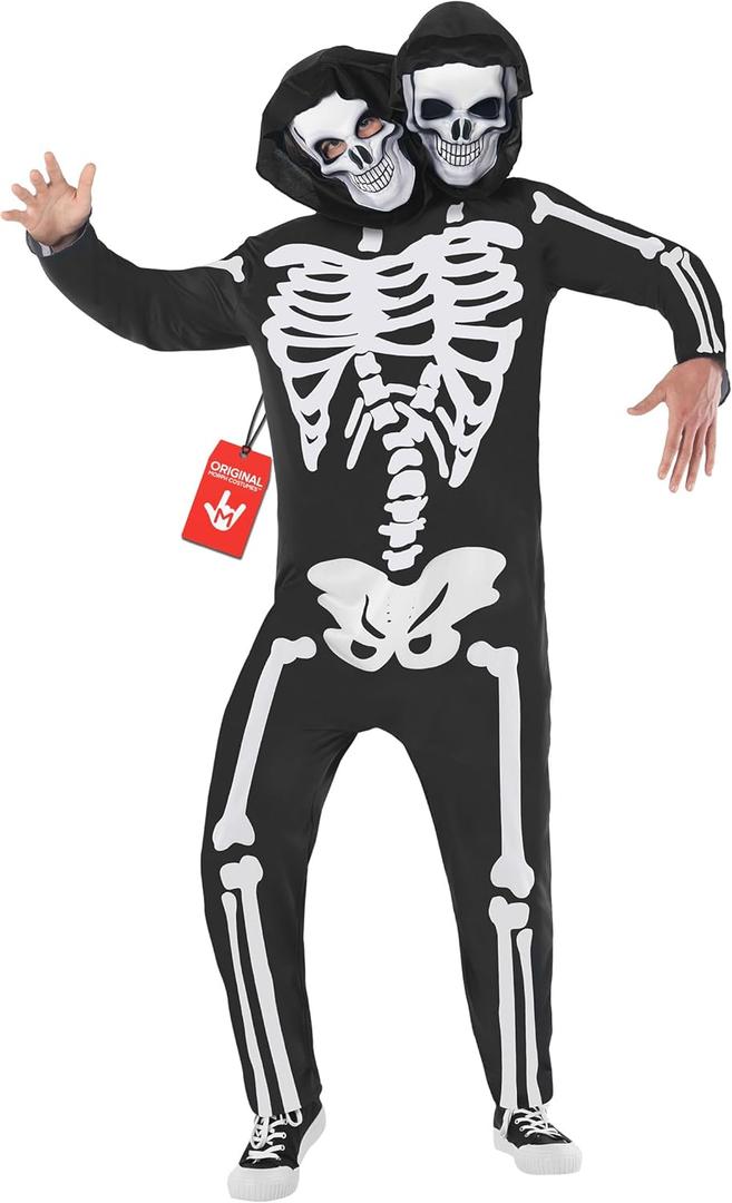 Morph Adult Skeleton Costume - 2-headed Mens Skeleton Costume for Adults (Large)