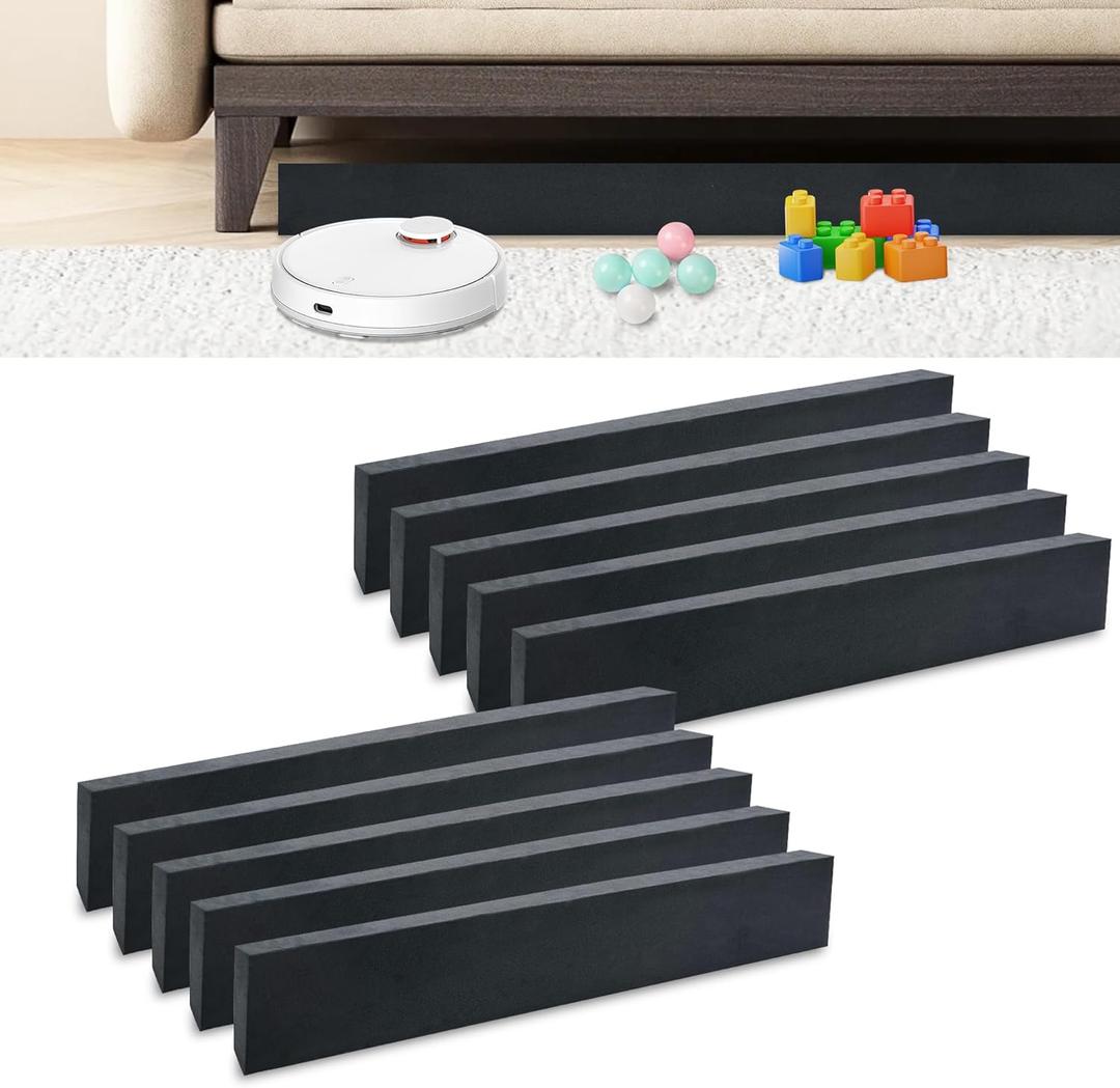 10 PCS Under Couch Blocker, 17" L x 3.2" H Sponge Under Furniture Blocker with Strong Adhesive, Stop from Getting Under Sofa Couch Bed for Pets Toys Easy to Install