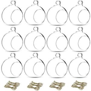 NUPTIO Glass Terrarium Globe Ornaments 12 Pcs 3.15" Diameter Small Terrariums Hanging Tea Light Candle Holders Home Wedding Party Centerpieces