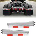 VEVOR Chrome Straight Spring Loaded Mud Flap Hangers, 2-1/2" Bolt Spacing Mudflap Hangers for Semi Trucks, 1 Pair Heavy Duty Semi Truck Mud Flap Hanger Set with Aluminum Reflective Plates, Silver