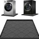 Washing Machine Drain Pan Silicone Mat, 32 x 30 Inch Washer Drip Tray, Non-Slip Waterproof Washer Tray for Floor Protection, Anti-Vibration Mat for Washer or Dryer