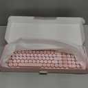 COVEVA Wireless Bluetooth Keyboard - Full Size Retro Round Typewriter Style Wireless Keyboard with 2.4GHz & Bluetooth Dual-Mode Compatibility for PC, Laptop, Windows, Mac, and More (Pink)