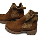 Women's Ankle Boots Comfy Chelsea Mid Heel Elastic Chunky Heel Lug Sole Booties Size 8