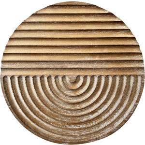 Musanpou Hand-carved Wood Wall Decor featuring Artistic Round Design for Farmhouse and Country-style Interiors | Wall Art Decoration | 11.8 inches x 11.8 inches (Natural)