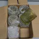 Kate Aspen Retro Arch Floral Green Drinking Glasses Set of 6-10 oz Vintage Beaded Glassware, Textured Water & Cocktail Cups, Holiday Drinkware, Christmas Gift Glass Set, Hostess or Holiday Gift 5 PCS