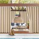 Waterproof Outdoor Curtain W84 x L84 - Grommet Top Sunlight Blocking Window Treatment Drapes Blackout Curtains for Home Bedroom Living Room Patio Porch Cabana Gazebo (Beige, 2 Panels)