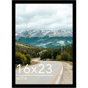 QOTIB Wood 16x23 Picture Frame Black for Wall Hanging, 16 x 23 Frame Photo Frame for Wall Horizontally or Vertically, Black, 1 Pack