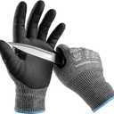 2 x LANON Cut Resistant Gloves, Knife Protection Level D, Nitrile Coating with Honey Comb Pattern, ANSI A4 Cut Work Gloves, Reinforced Thumbs, 3D Comfort Fit, Breathable, Mechanical, Touchscreen,Small