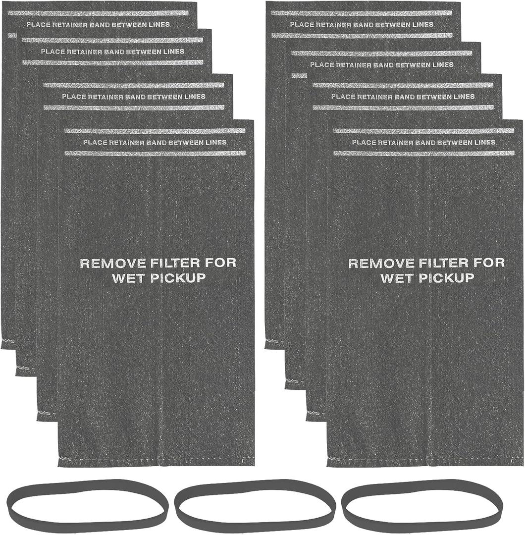 8 Pack 38737 Dust Filter Bags Replacement for Craftsman 2 to 2.5 Gallon Wet/Dry Vacuums and Powerhead Bucket Vac, Part# CMXZVBE38737 / 9-38737, with 3 Retaining Bands