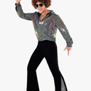 Morph Mens Disco Costume 70s Outfit Full Disco Shirt Retro Party Wear 70s Style Clothing for Men Size XXL