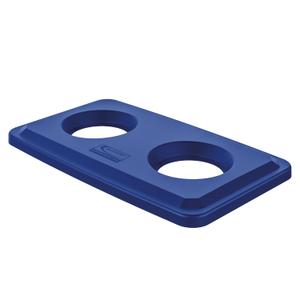 Suncast Commercial Resin Lid with Bottle and Can Recycling Slot for 23 Gallon Slim Trash Cans, Snap-On Design for Easy Waste and Recycling Sorting, Blue, Made in the USA