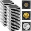 30Pcs Silver Dollar Coin Holders with 5 Sizes Adjustable Gaskets (20/25/30/35/40mm), Clear Coin Cases for Collectors, Protective Coin Collection Supplies