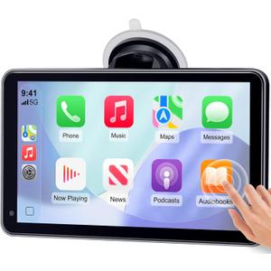 Wireless Car Stereo Compatable with Apple CarPlay and Android Auto, 7-inch Touch Screen in Car FM Transmission, with 5.0 Bluetooth Hands-Free/Mirrored Projection/Portable Car Stereo for All Vehicles