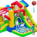 FBSPORT Inflatable Bounce House with Slide for Kids, Indoor and Outdoor Blow up Bouncy House Bouncer Castle with Ball Pit, Jumping Area, Climbing Wall, Ball Shooting, Basketball Hoop, Ring Toss