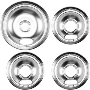Cenipar W10196405 Range 8 inch drip bowl &W10196406 Range 6 inch drip bowl(3 Pack) chrome plated for Electric Surface Burner