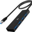 USB Hub, 4-Port USB 3.0 Hub, USB Expander for Laptop, Xbox, Flash Drive, HDD, Gaming Device, Printer, Camera, Keyboard, Mouse, and More