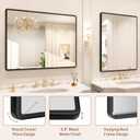 Black Bathroom Mirror, Aluminum Frame Wall Mirror, 24 x 36 in