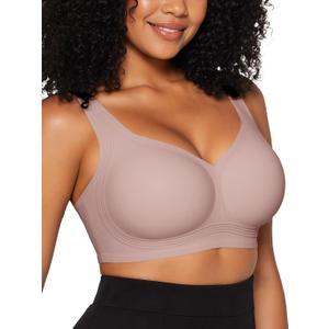 Vertvie Jelly Bras for Women Plus Size Minimizer Soft Wireless Push Up Bra Full Supportive Older Lift Back Coverage Bralette 42DD