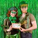 2 x Green Streamers Foil Fringe Curtains Fringe Backdrop Curtains, Football Party Decorations, Green Birthday Decorations for Boy, Christmas Favor, Dinosaur Birthday Decor, Jungle Party Decorations (2 pack)