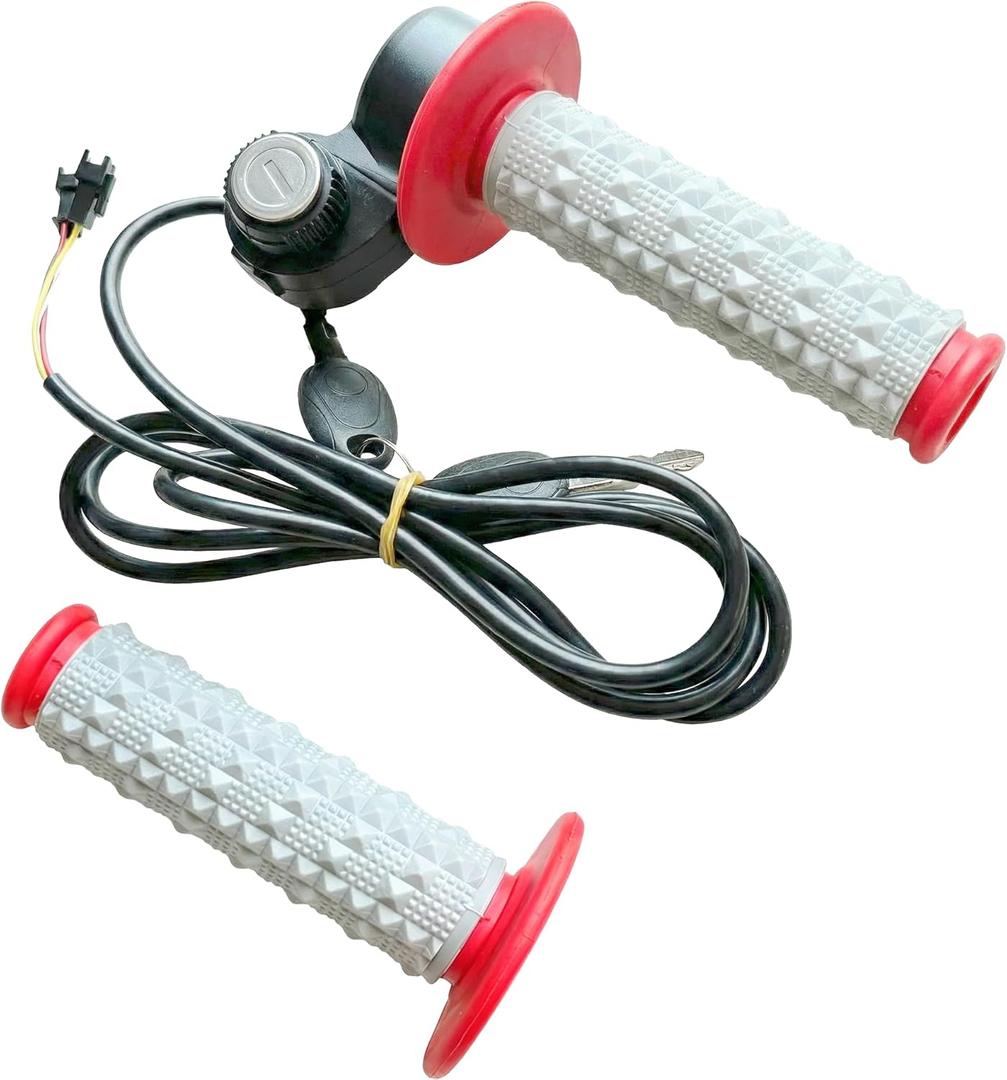 Full Twist Throttle Fits for Ridstar Q20, True Plug and Play Taper Handles Ebike Throttle 12V-72V Wide Voltage with Key Lock, Fits E-Bike & E-Scooter (Red)