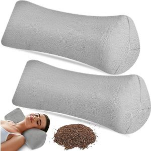 1 Pcs Buckwheat Neck Pillows 15 x 6 Inches Buckwheat Cervical Neck Roll Pillow with Washable Cover for Office Lunch Break Sleep Spa(Beige,Cotton and Linen)