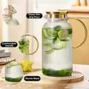 Buaic 2 PACK Glass Pitcher with Lid, 74oz/ 2.2 Liter Classic Vertical Stripes Water Pitcher with Handle,Glass Water Carafe for Cold Brew, Coffee, Lemonade, Iced Sun Tea,Beverage,Heat Resistant
