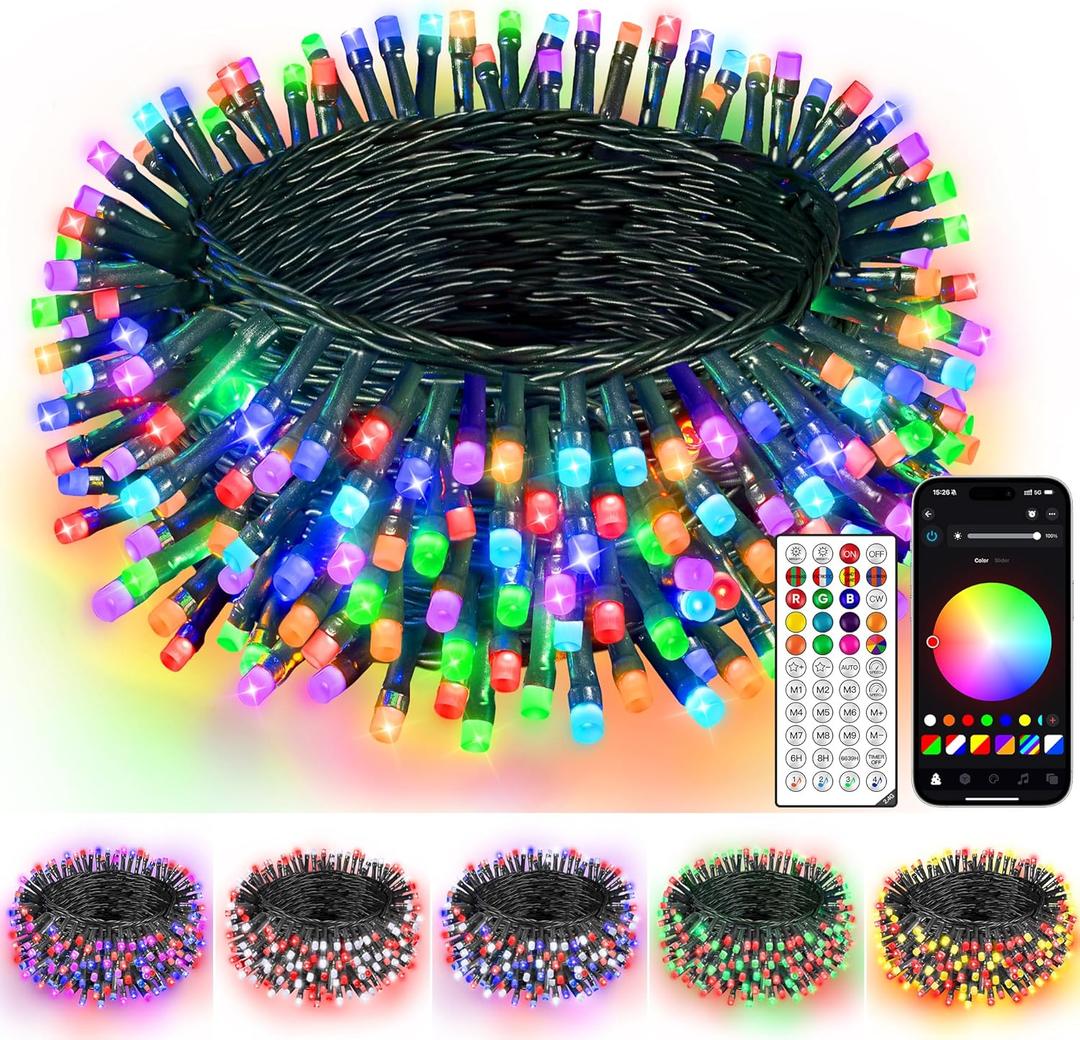 Smart Color Changing Christmas Lights, 66FT 200 LED RGB Christmas String Lights with App & Remote Control, Waterproof Christmas Tree Lights for Outdoor Indoor Party Decor