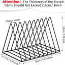 Shimeyao 6 Pieces Magazine Holder Triangle File Holder Book Record Metal Vinyl Record Storage Magazine Rack Multifunction Triangle File Organizer Sorter for Decor Home Office (Black)