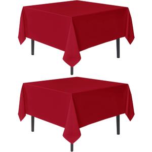 sancua Christmas Red Square Tablecloths 85x85 Inch, 2 Pack - Fabric Table Cloth for Square or Round Tables, Washable Polyester Table Cover for Dinner, Holiday Party, Decorative Display Tables