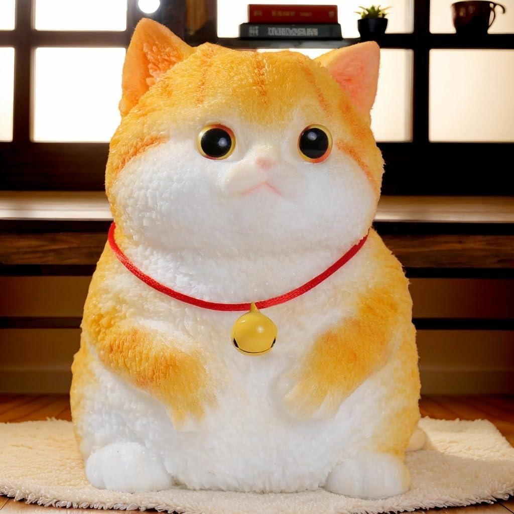 Big taba Squishy Cat, Handmade Squishy Cat Stress Relief Toy for Adult/Kids, Cute & Soft Kitty-cat Design, Perfect Squeeze Toys Gift for Relaxation and Funn (Orange Cat)