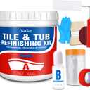 Tub and Tile Refinishing Kit, 17oz/500g Tile Paint with Tools and Hardener - Semi-Gloss White Bathtub Paint for Bathroom, Countertop, Wash Basin, Kitchen, Porcelain, Floor, Easy to Use, 25-30sq.ft