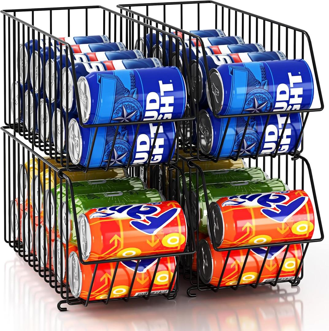 Soda Can Organizer Stackable 4 Tier Can Organizer for Pantry Drink Organizer for Pantry Can Storage Organizer Pantry Can Dispenser for Pantry Can Holders for Pantry(L 15.35in X W 5.78in X H 25.59in)