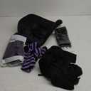 6 Pcs Halloween Witch Costume Set for Women Hooded Cloak Velvet Cape Witch Hat Dark Purple Wig Striped Knee High Socks Spider Web Gloves Gothic Choker for Cosplay Party Costume Accessories