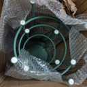 Metal Plant Stand Set of 3 Round Ceramic Tile Nesting Side Table Top 28" Tall Mosaic Flower Stand Indoor Outdoor Plant Rack Flower Holder for Wedding Party Patio Living Room Garden Decorative (Green)