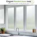 LUTE Reeded Glass Window Privacy Film, Frosted Glass Film, Removable 3D Decorative Decals Sun Blocking Anti UV Door Window Cover, No Glue Static Cling Vinyl for Bathroom Home Office, 35.4" x 118.1"
