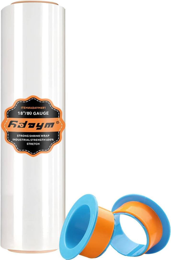 Stretch/Shrink Wrap Roll 18" x 1500' - Industrial Plastic Wrap for Moving, Heavy Duty 80 Gauge, 600% Stretch for Packing, Pallets, Shipping&Furniture Protection-1 Rolls