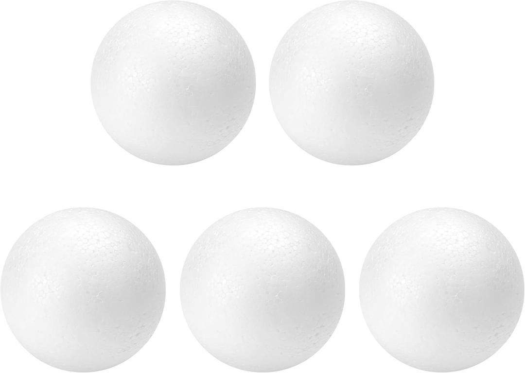 TFARC FOAM 3 Inch Craft Foam Balls 5-Pack, Polystyrene Balls for DIY Crafts School Supplies Decorations(White)