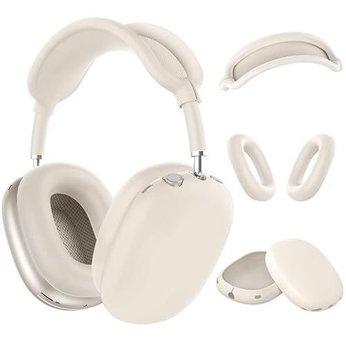 Silicone Case Cover for AirPods Max Headphones，Anti-Scratch Ear Cups Cover/Ear Pad Case Cover/Headband Cover 3 in 1 Accessories Silicone Protector for Apple AirPods Max（Starlight）