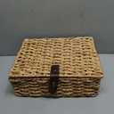 Wicker Storage Basket with Lid, 2-Piece Set Decorative Box with Lid, Water Hyacinth Woven Decorative Box for Shelf, Coffee Table, Console Table, Home Decor