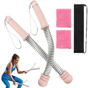 Ropeless Battle-Ropes (2-Pack) Portable Workout Ropes for HIIT Workouts,Cardio & Muscle Training, Low-Impact Training Heavy Duty Arm Exerciser for Strength Training (Pink)