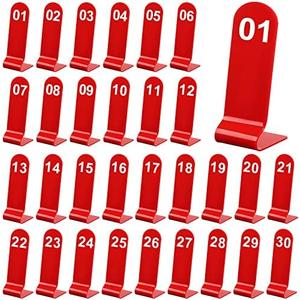 Tuanse 1-30 Table Order Numbers Restaurant Double Sided Acrylic Reception Number Stands Signs for Wedding Restaurant Seating Cafes Party Banquet(Red)