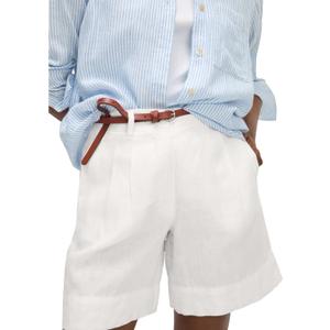 Women Shorts High Waisted Wide Leg Tailored Shorts Casual Beach Work Trouser Shorts Without Belts (Medium, White)