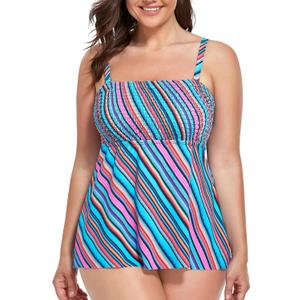 Women Plus Size Tankini Swim Top Swimwear Bathing Suit Tank Top Bandeau (No Bottom) (Tk536-004), Size 22