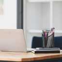 2 Pack Pen Holder Mesh Round Pencil Holder Desktop Organizer 3 Compartments, Black