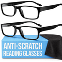 Gaoye +2, 2-Pack of Reading Glasses - Blue-Light Filter, UV Protection - Readers with R