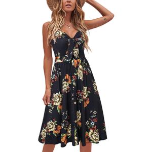VOTEPRETTY Women's Summer Dresses Spring Sundresses Beach Clothes Outfit Vacation 2024 V Neck Casual Tropical Resort Hawaiian (Large, Floral25)