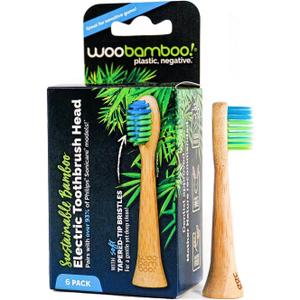 WooBamboo! Electric Toothbrush Replacement Heads (Soft), Sustainable BPA-Free Electric Toothbrush Heads, Made from Bamboo (Pack of 6)
