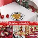 MikiUp Jacquard Rectangle Christmas Tablecloth - Xmas Snowflakes Glitz Metallic Fabric Table Cloth, Waterproof and Washable Holiday Decorative Table Cover for Party, White/Sliver 60 x 102 Inch