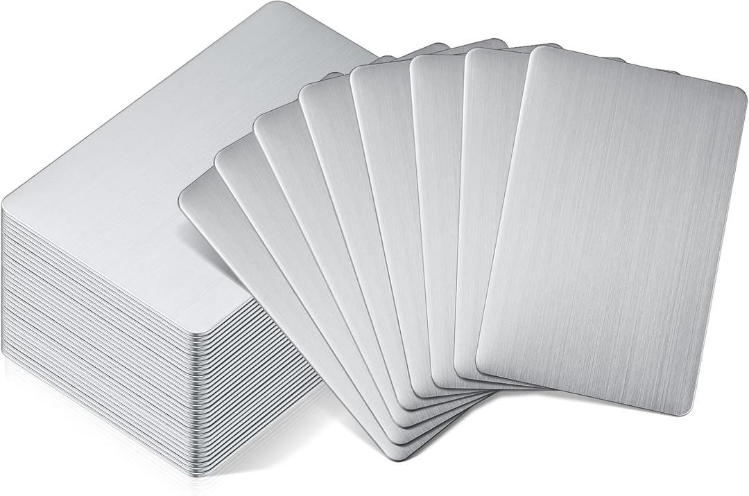 30 Pieces 304 Stainless Steel Metal Business Cards Blank Steel Laser Engraving Stainless Cards for House Office Customer DIY Gift Plate, 86 x 54 mm(0.8mm Thickness)